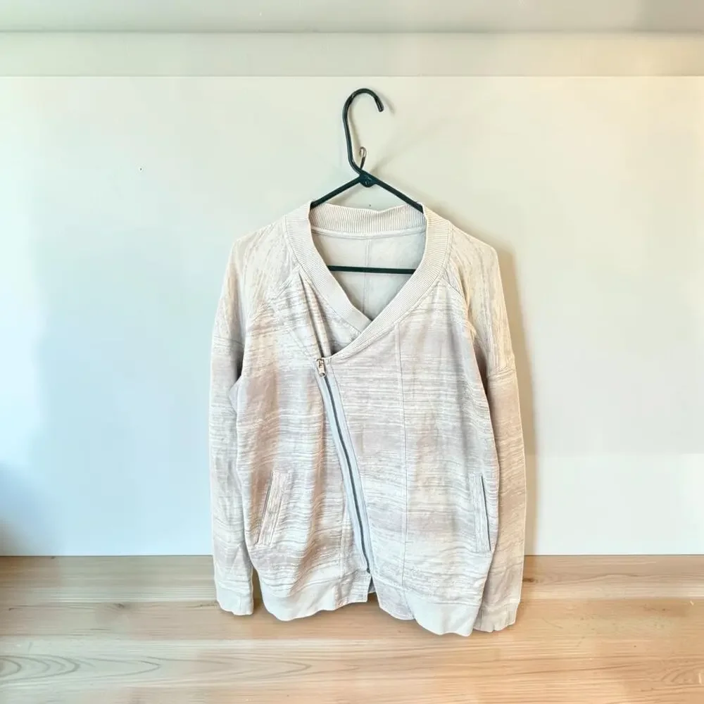Lululemon Mula Jacket Women’s 6 Gray Righteous Stripe Bundle Wrap Moto Athletic